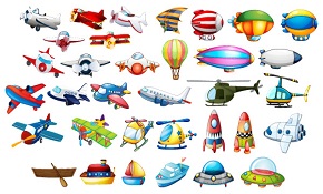 Air and Water transport tools vecto